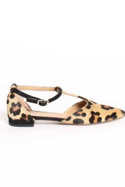 Divine Follie Ballerina con T-bar animalier beige/nero
