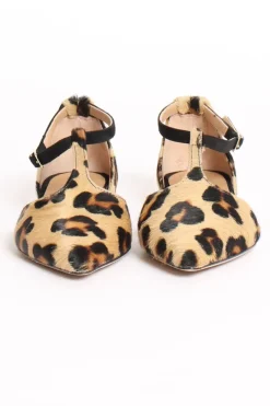 Divine Follie Ballerina con T-bar animalier beige/nero