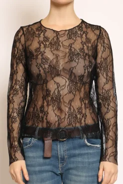 Zeroassoluto Blusa in pizzo elasticizzato