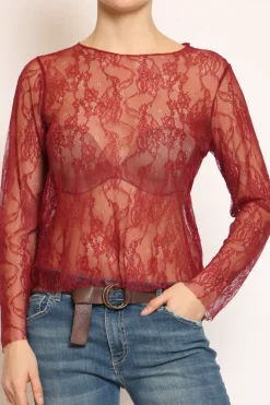 Zeroassoluto Blusa in pizzo elasticizzato