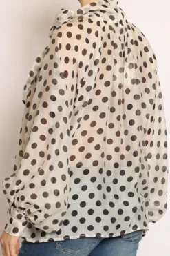 Vicolo Camicia colletto fiocco pois bianco/nero