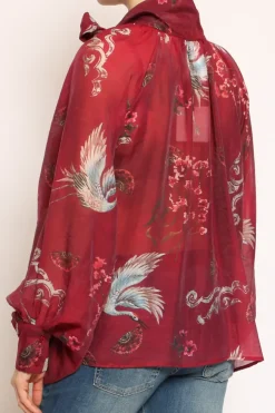 Vicolo Camicia con fiocco fantasia bordeaux