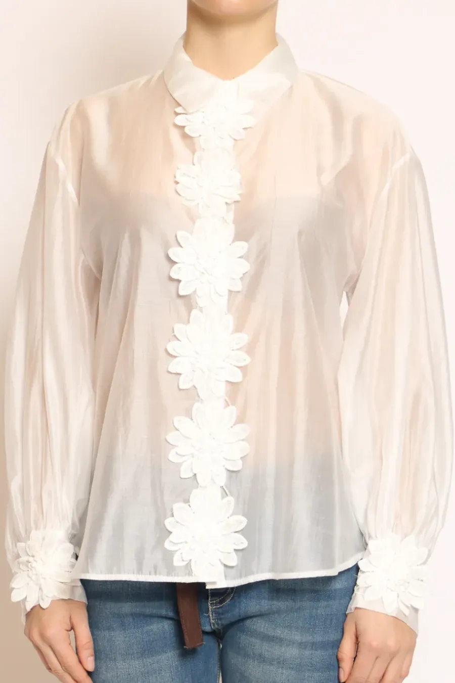 Tensione In Camicia dettaglio fiorato naturale