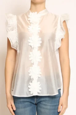 Tensione In Camicia giromanica volant c/ fiori naturale