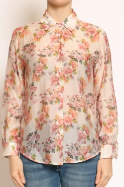 Zeroassoluto Camicia MIA fantasia in mussola LYOCELL FIBRA NATURALE floreale nude/rosa/verde
