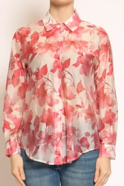 Zeroassoluto Camicia MIA fantasia in mussola LYOCELL FIBRA NATURALE fiori cherry/nude