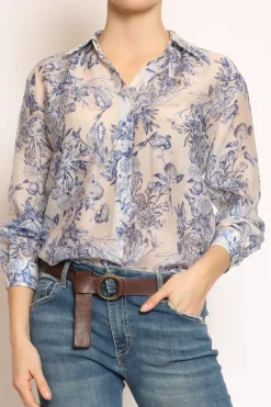 Zeroassoluto Camicia MIA fantasia in mussola LYOCELL FIBRA NATURALE floreale latte/royal