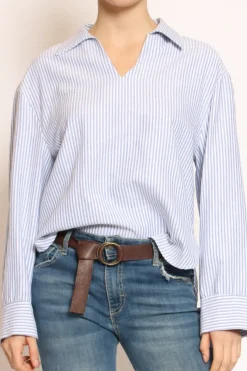 Have one Camicia over scollo V a righe bianco/celeste
