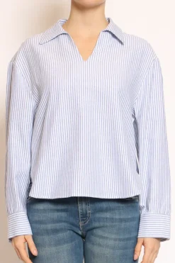 Have one Camicia over scollo V a righe bianco/celeste
