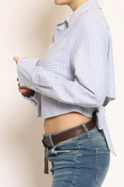 Have one Camicia riga crop nodo dietro bianco/azzurro