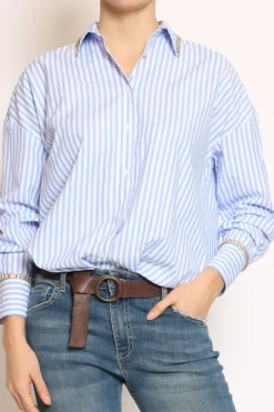 Have one Camicia riga gioiello bianco/azzurro