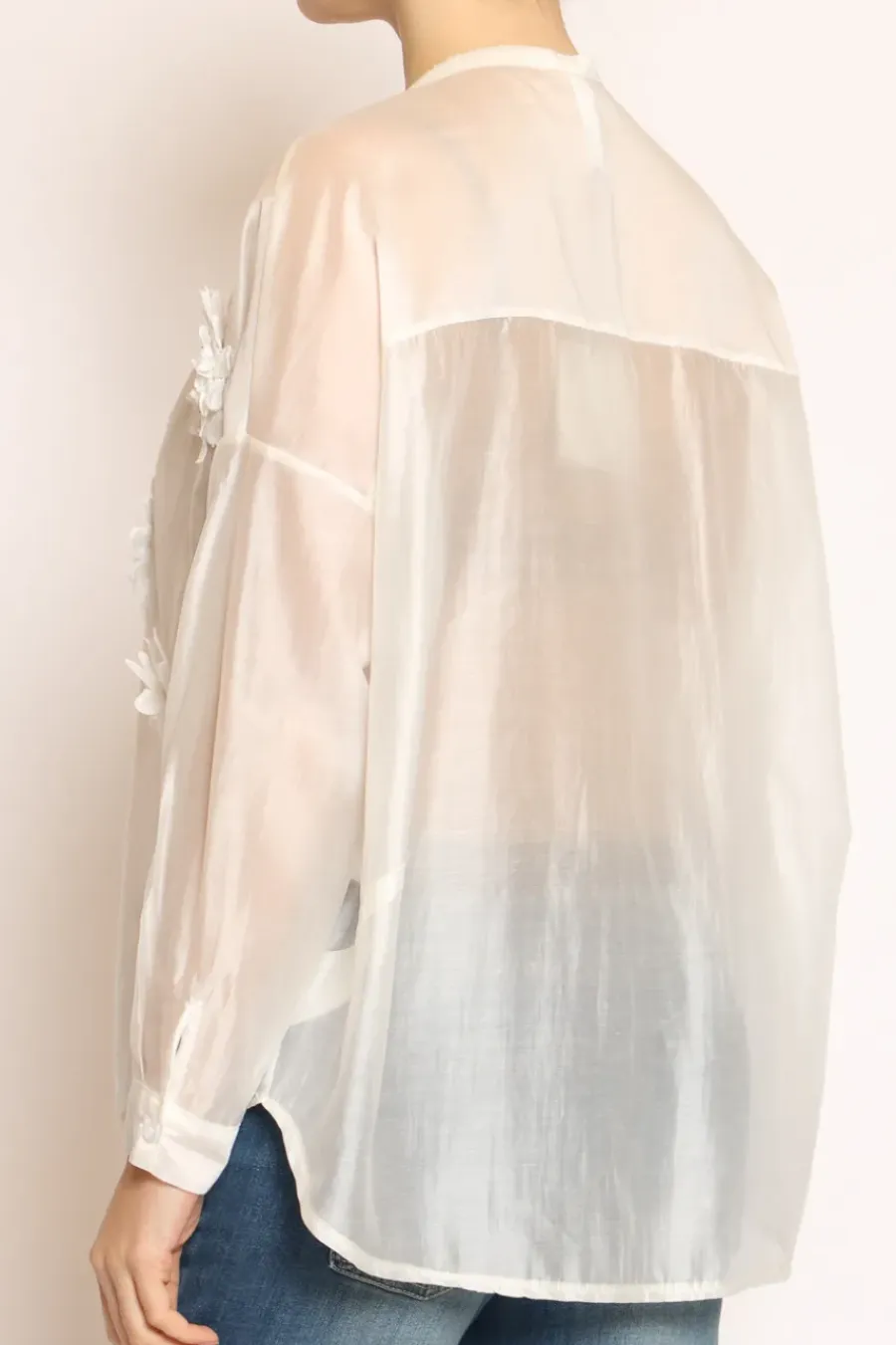 Tensione In Camicia scollo coreana c/ fiori naturale