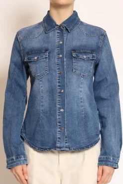Zeroassoluto Camicia slim fit tela denim elasticizzata denim scuro