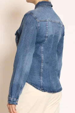 Zeroassoluto Camicia slim fit tela denim elasticizzata denim scuro
