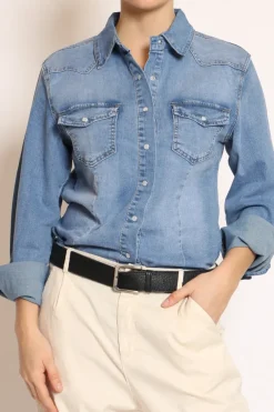 Zeroassoluto Camicia slim fit tela denim elasticizzata denim chiaro