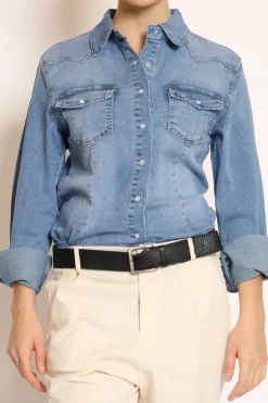 Zeroassoluto Camicia slim fit tela denim elasticizzata denim chiaro