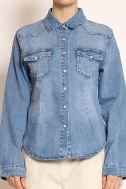 Zeroassoluto Camicia slim fit tela denim elasticizzata denim chiaro