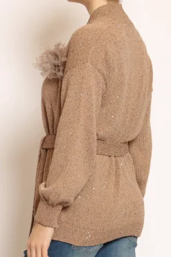 Kontatto Cardigan micropaillettes con spilla