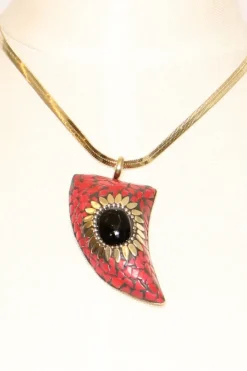Zeroassoluto Collana chocker corno mosaico rosso/nero