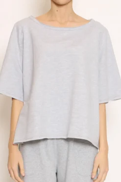 Zeroassoluto Felpa light taglio vivo mezza manica grigio melange