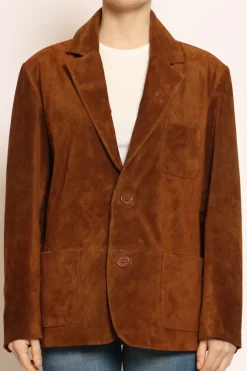 Vicolo Giacca 2 bottoni scamosciata genuine leather cuoio