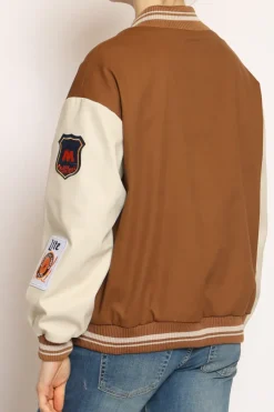 Vicolo Giacca bomber con patch moka/burro