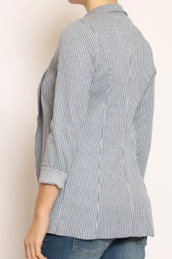 Zeroassoluto Giacca JIN elasticizzata righe lurex jeans/latte