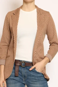 Zeroassoluto Giacca JIN elasticizzata rombi lurex biscotto/burro/bronzo