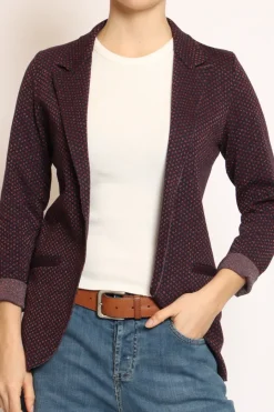 Zeroassoluto Giacca JIN elasticizzata fiori lurex blu/cherry/rame