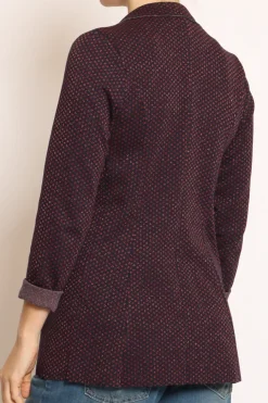 Zeroassoluto Giacca JIN elasticizzata fiori lurex blu/cherry/rame