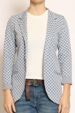 Zeroassoluto Giacca JIN elasticizzata ottagono lurex latte/azzurro/bronzo