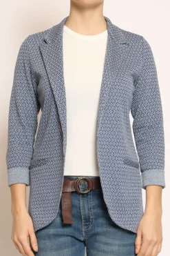 Zeroassoluto Giacca JIN elasticizzata rombi lurex blu/jeans/latte