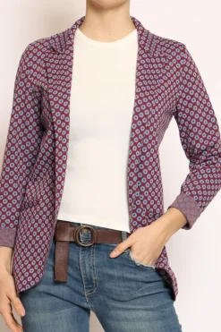 Zeroassoluto Giacca JIN elasticizzata ottagono lurex cherry/azzurro/rame