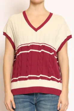 Vicolo Gilet scollo V burro/vino