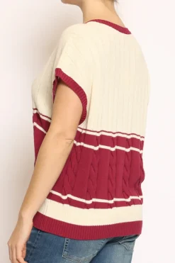 Vicolo Gilet scollo V burro/vino