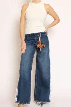Kontatto Jeans palazzo con bande laterali denim