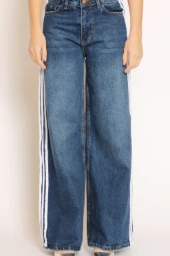 Kontatto Jeans palazzo con bande laterali denim