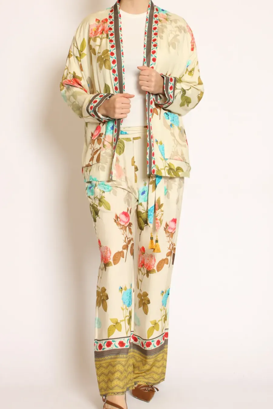 Wu'Side Kimono corto fantasia burro/peach/militare