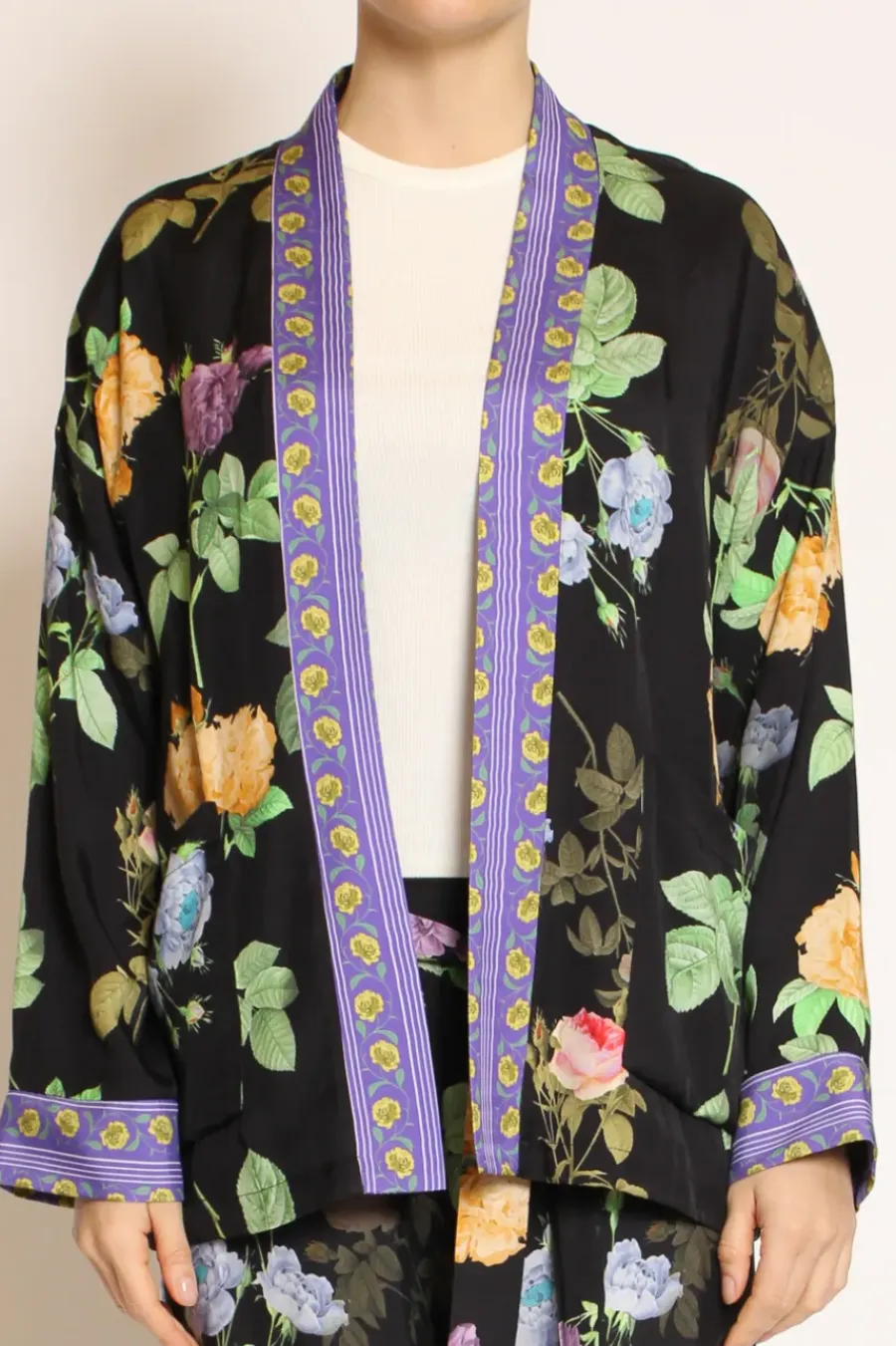 Wu'Side Kimono corto fantasia nero/viola/verde