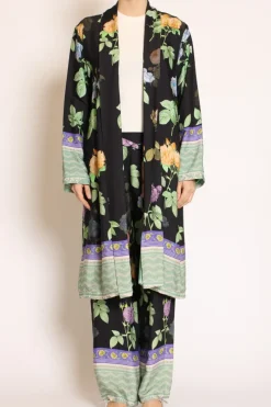 Wu'Side Kimono fantasia floreale nero/viola/verde