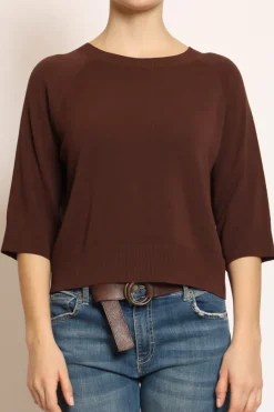 Kontatto Maglia crop manica 3/4 in filo di viscosa