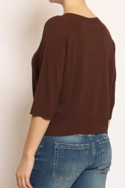 Kontatto Maglia crop manica 3/4 in filo di viscosa