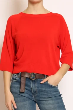 Kontatto Maglia crop manica 3/4 in filo di viscosa