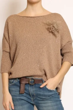 Kontatto Maglia micropaillettes con spilla