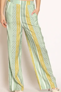 Wu'Side Pantalone fantasia elastico dietro acqua/verde/salvia