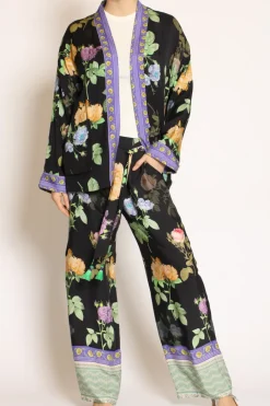 Wu'Side Pantalone fantasia nero/viola/verde