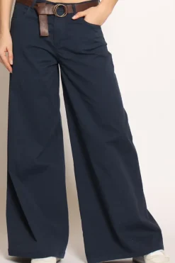 Zeroassoluto Pantalone LANY wide leg cotone elasticizzato