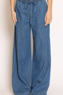 Tensione In Pantalone palazzo elastico in vita denim