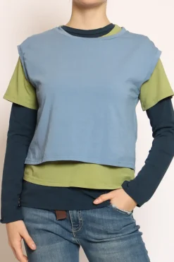 Set tre t-shirt in jersey elasticizzato avio/oliva/blu