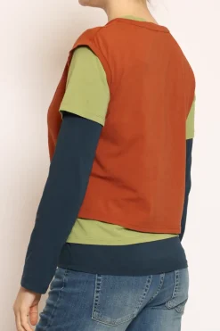 Set tre t-shirt in jersey elasticizzato coccio/oliva/blu